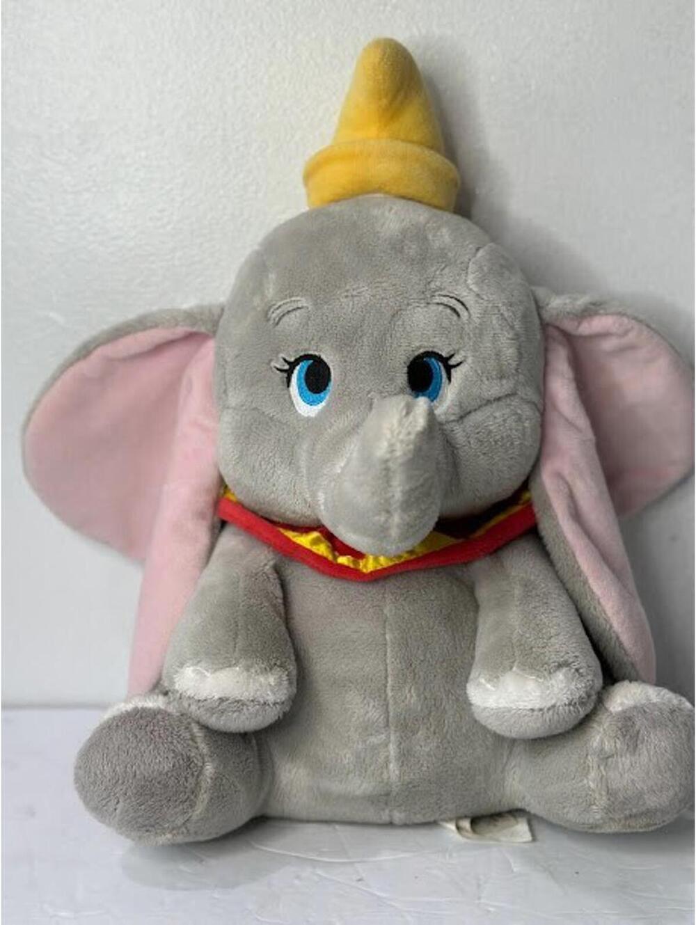 Disney Store Dumbo Plush Stuffed Animal 14" Gray Elephant Clown Hat